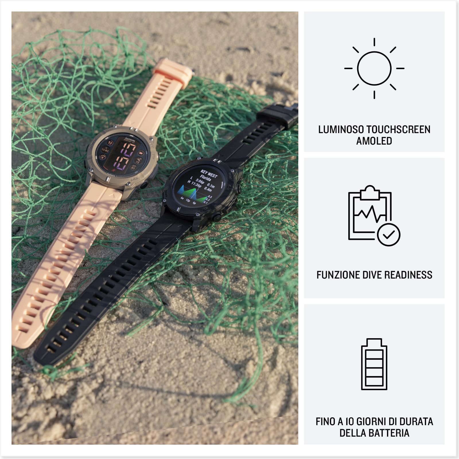 Garmin Descent G2, GPS Smartwatch, Diving, Display Amoled 1,2", Diverse Modalità di Immersione Supportate, Dati sulle Maree, Autonomia fino a 10 giorni, Black