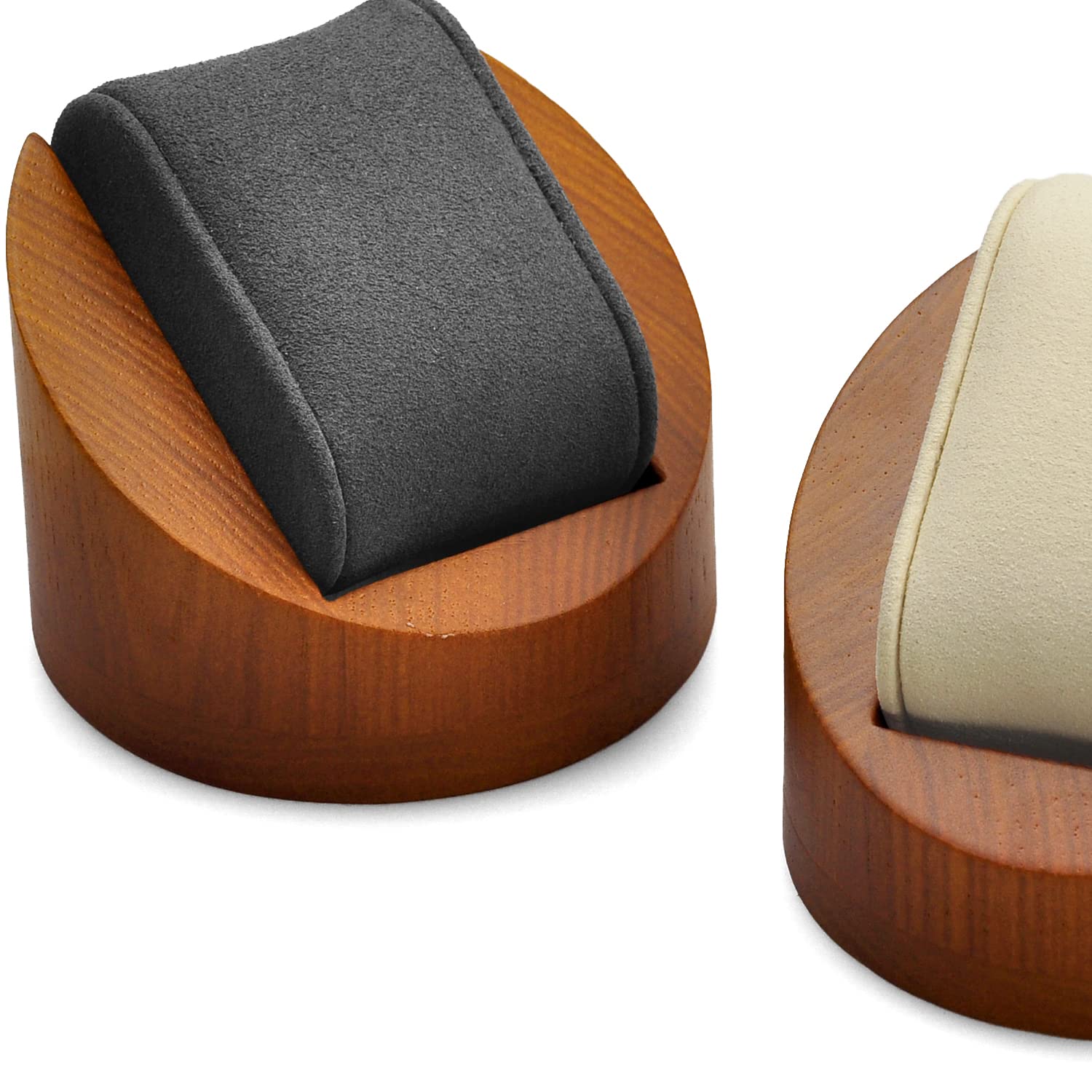 Oirlv Présentoir à montres en bois massif - Présentoir à bijoux (rond simple, gris)