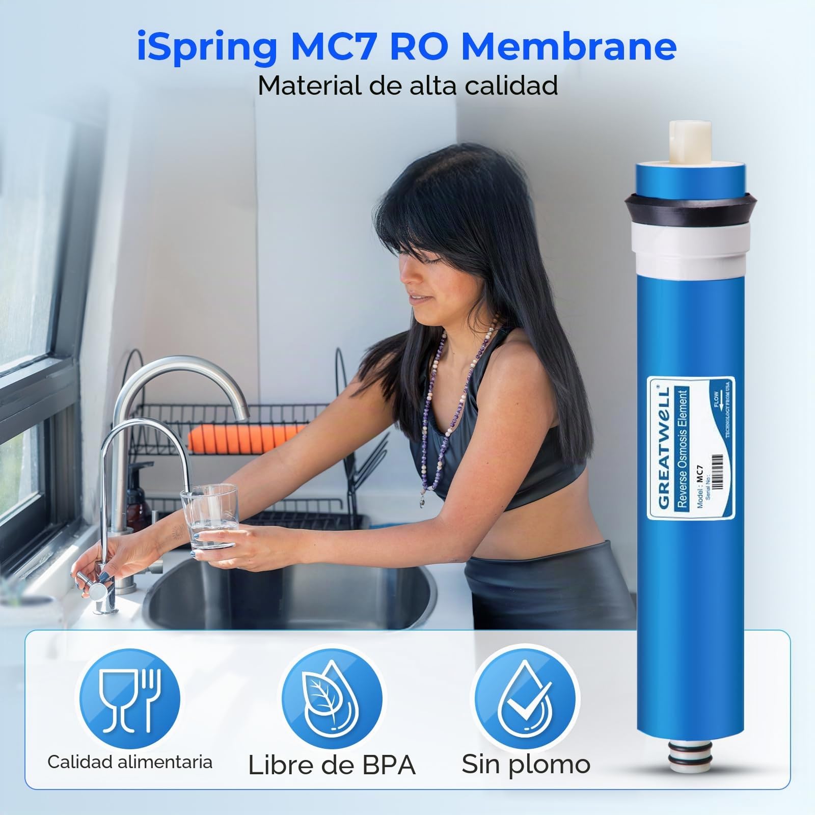 iSpring F22-75 Juego de Cartuchos de Filtro de Repuesto de 3 Años para Sistemas Estándar de Ósmosis Inversa de 5 Etapas, 22 piezas, Blanco | Para sistemas RO estándar de 5 etapas. Membrana Mit MC7 RO. Reduce PFAS, cloro, mal sabor y olor.