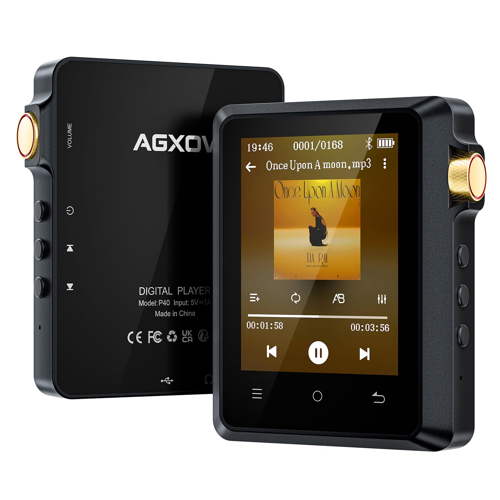 64GB Hi Res Lettore MP3 con Bluetooth 5.3, Lettore Musicale Digitale Ad Alta Risoluzione DSD Senza Perdita di Dati con touchscreen da 2,8"