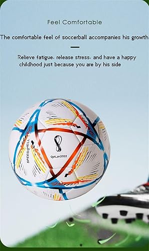 Miniatura 8 de Balón de fútbol de la Liga de Calidad de la Copa del Mundo, tamaño 5 y tamaño 4, con costuras sin costuras, peso oficial de partido, piel sintética