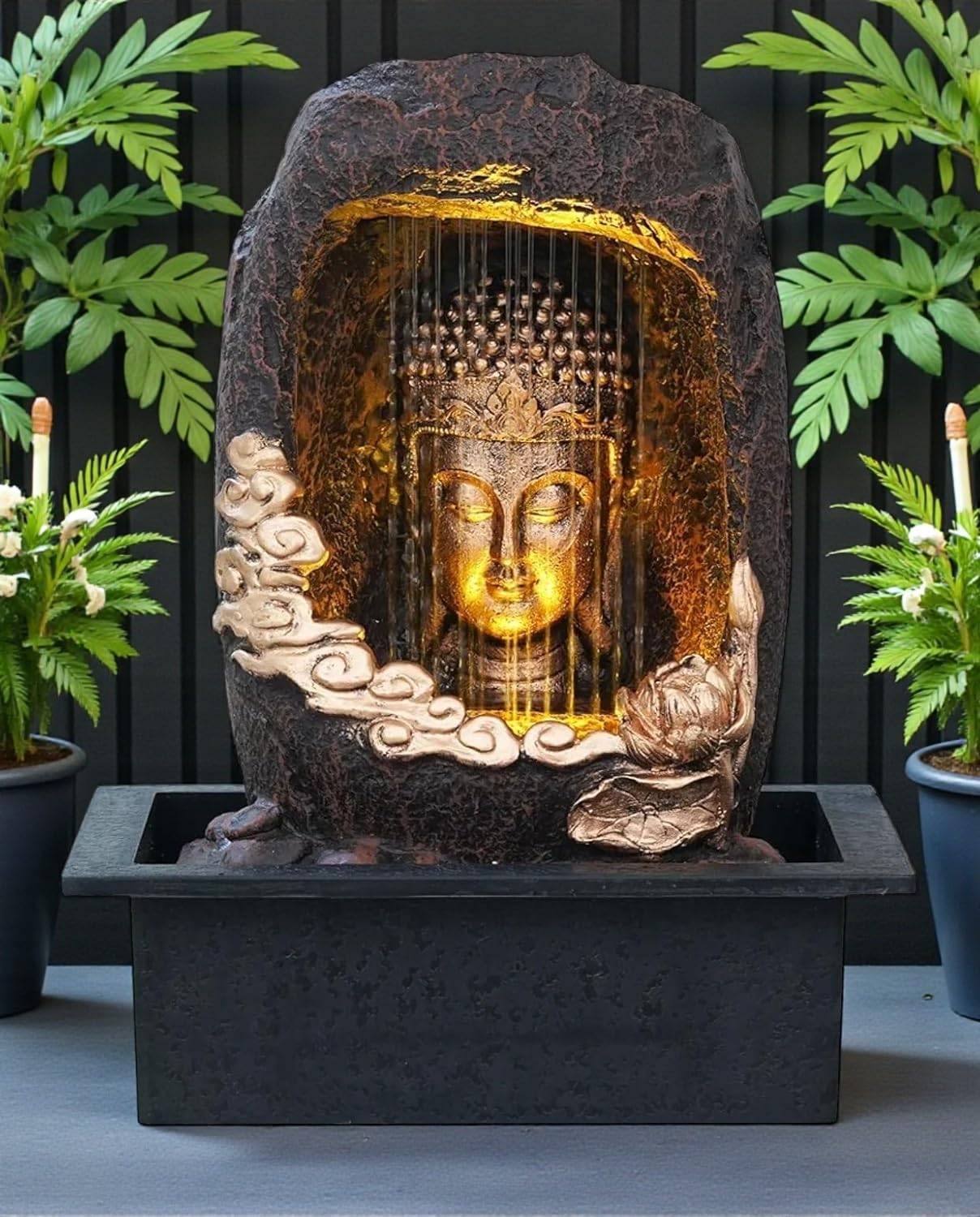 Zen Buddha Face LED Water Fountain 15 Inch Calm Positive Energy Decor for Home Decor, Gifting, Office, Reception-image-48