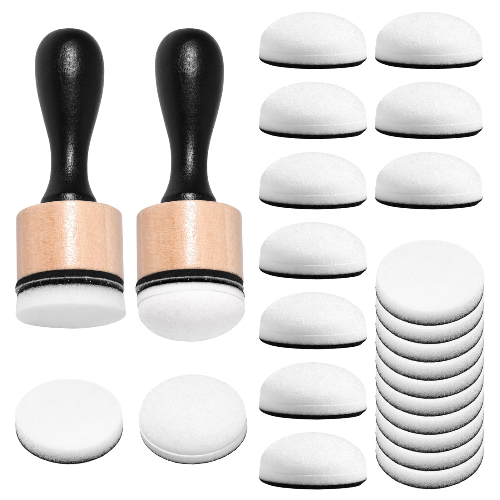 LEONTOOL Mini Ink Blending Tool with 24 Pcs Replacement Refill Sponge Daubers Curved & Flat Ink Applicator Pad, Handle Blending Brushes for Card Making Scrapbooking Art Painting Embossing Stencils