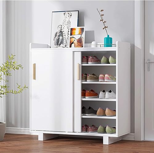 Miniatura 2 de Zapatero, puertas correderas, valla de división, a prueba de polvo, armario de zapatos, sala de estar, pasillo, dormitorio, blanco, 31.5 x 13.4 x