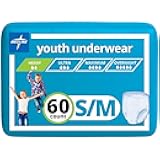 Youth Disposable Protective Underwear, S/M Size for 40-70 lbs, Leakproof & Absorbent, Comfortable with Odor Control, Easy to Wear, 60 Count (4 Packs of 15)