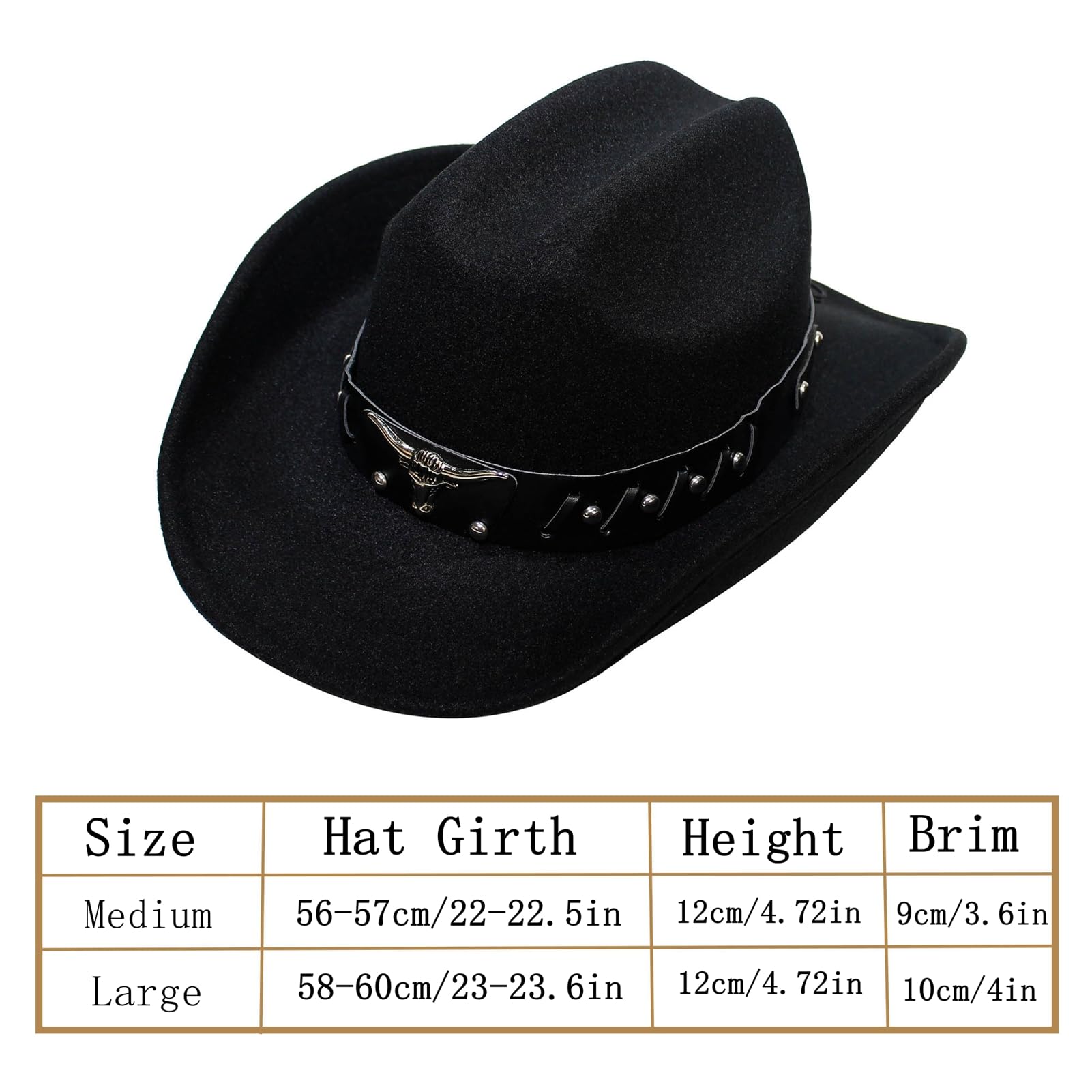Snapklik.com : Kalerona Black Cowboy Hats For Men & Women Cowgirl Hats