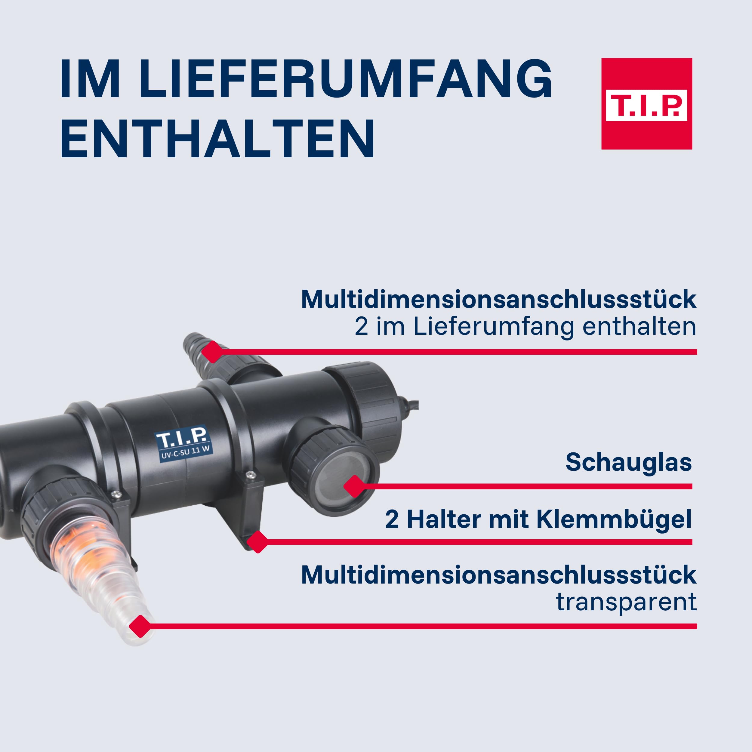 T.I.P. UV-C-Strahler 11W für Teiche bis 10.000L reduziert Algen & Bakterien, 30432