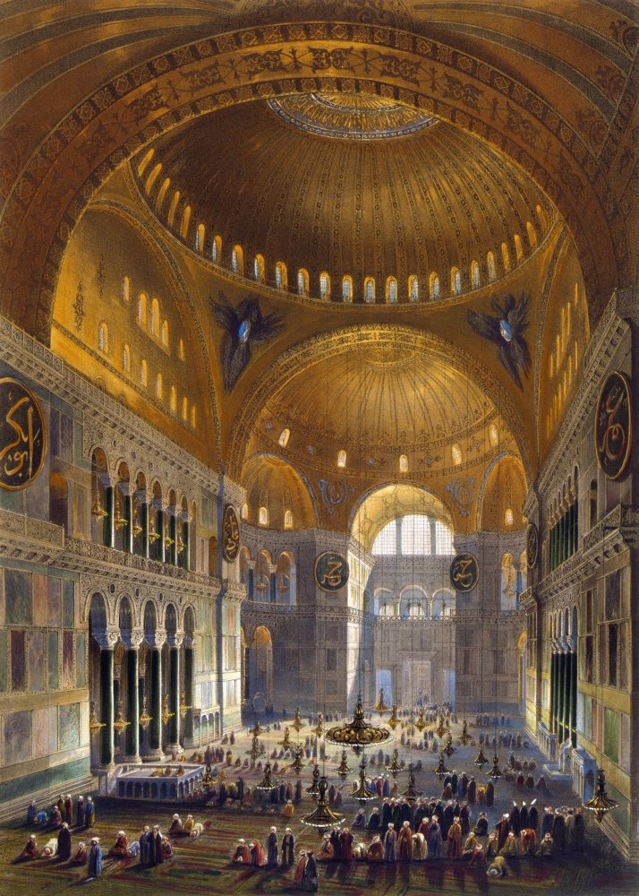 Turkey Hagia Sopia 1852 Nthe Nave Of Hagia Sophia Istanbul (Constantinople) Lithograph By Louis Haghe 1852 Poster Print by (18 x 24)