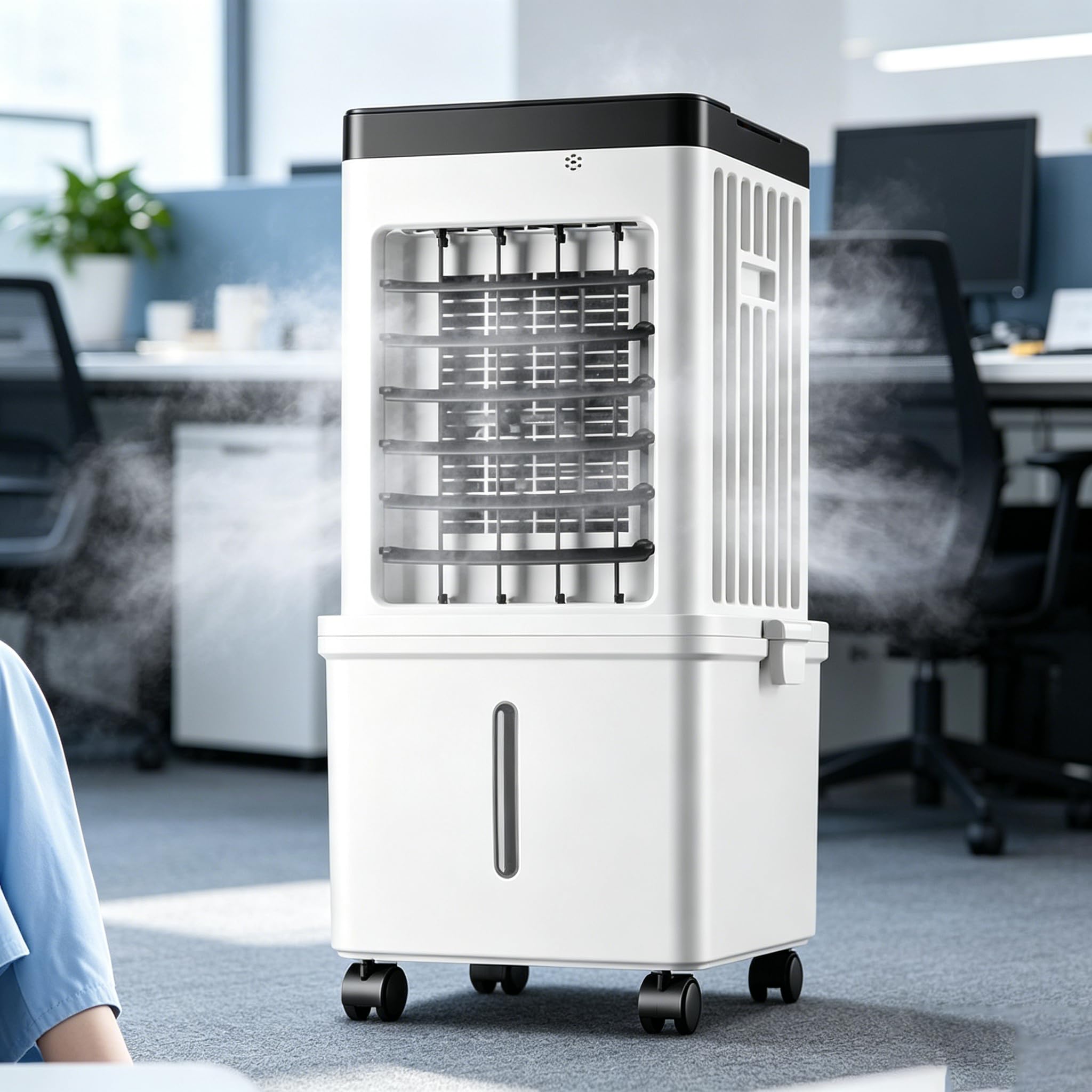 URJWAN Swamp Cooler, 3-in-1 Portable Air Conditioners with 3 Speeds & Evaporative Swamp Cooler,15L Detachable Water Tank for Bedroom Office Mechanical