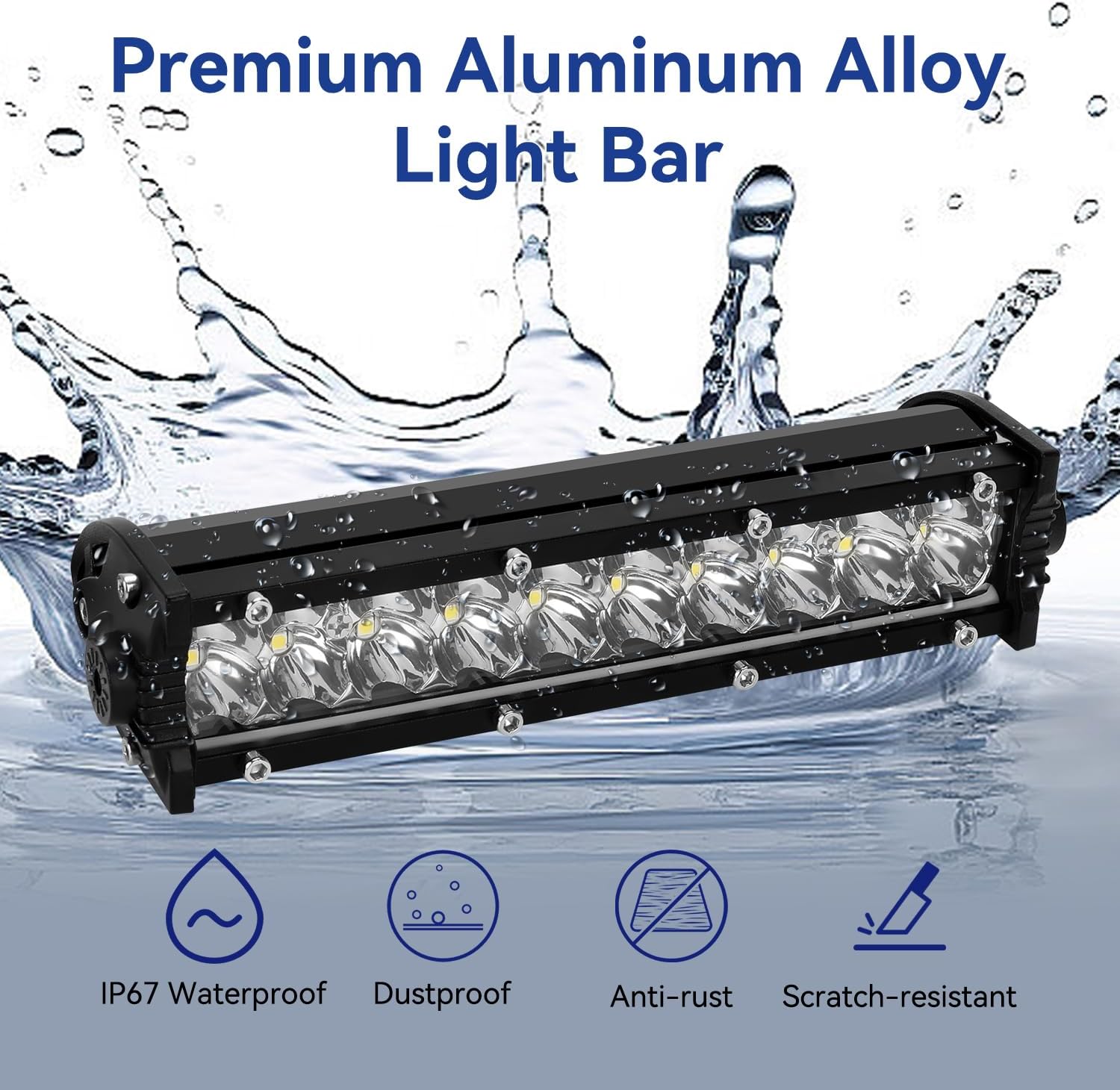 Universal Dirt Bike Light Bar Kit for 110cc 125cc Pit Bike CRF110 KLX110 TTR110 YZ125, 60W 2500LM Motorcycle LED Headlight Lightbar for 7/8" Handlebar Mini Bike ATV Dirt Rocket Go Kart Parts