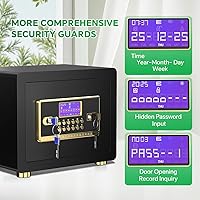 Vista 2 de Caja de seguridad con teclado digital y sistema de alarma - Caja de bloqueo electrónico para joyas y dinero en efectivo con estantes ajustables