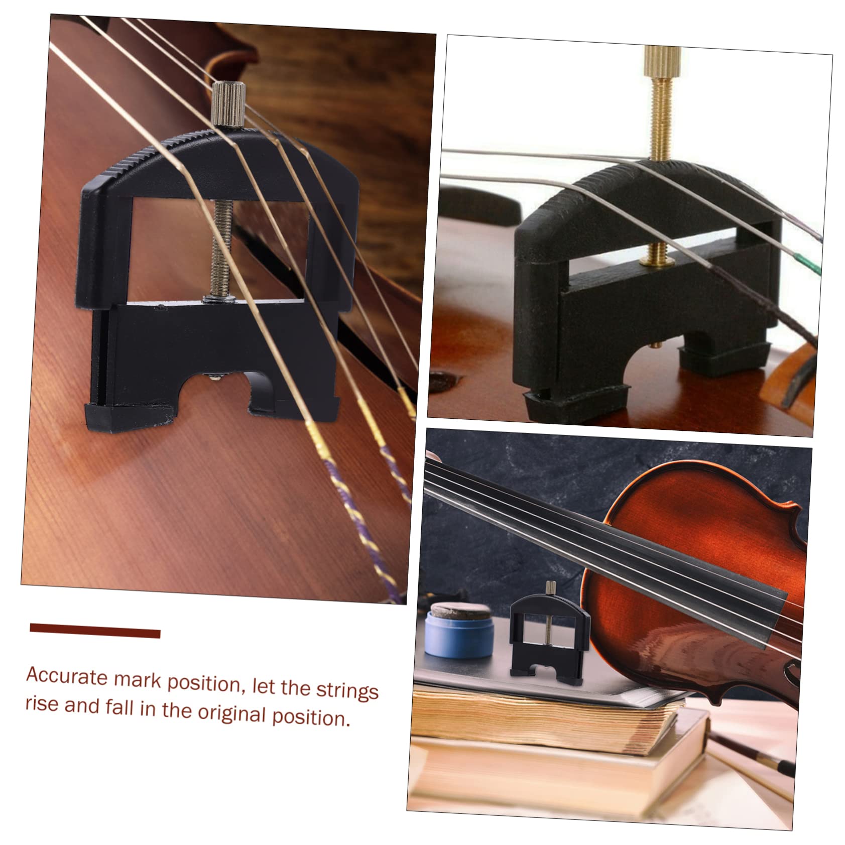 Strumento Cambio Corda Violino 1/4-4/4 Altezza Regolabile | Nero, Plastica e Placcatura Ferro, Segno Preciso Sul Ponte, Accessorio per Violino