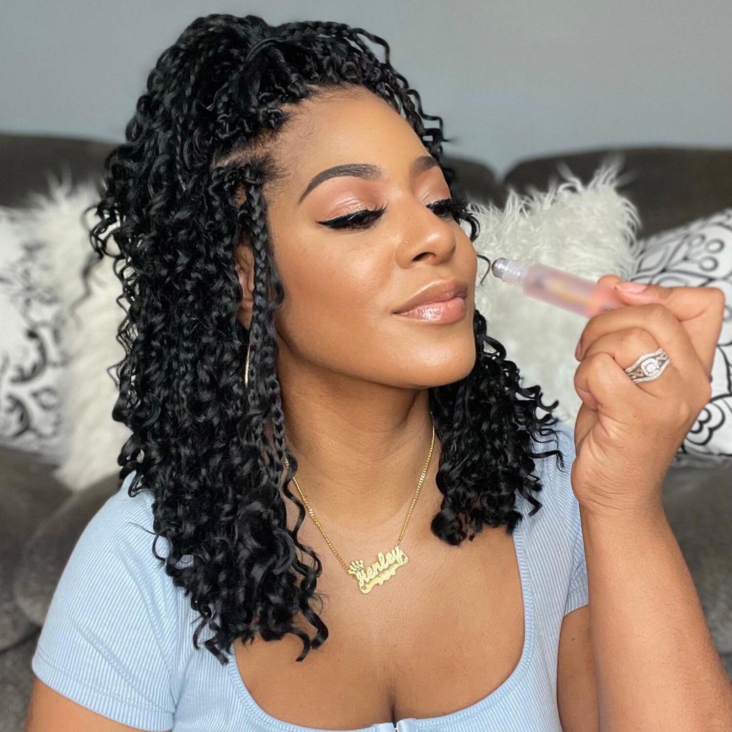 Karida Goddess Box Braids Lot de 9 paquets de cheveux tressés au crochet pré-bouclés avec extrémités bouclées pour femme noire 30,5 cm