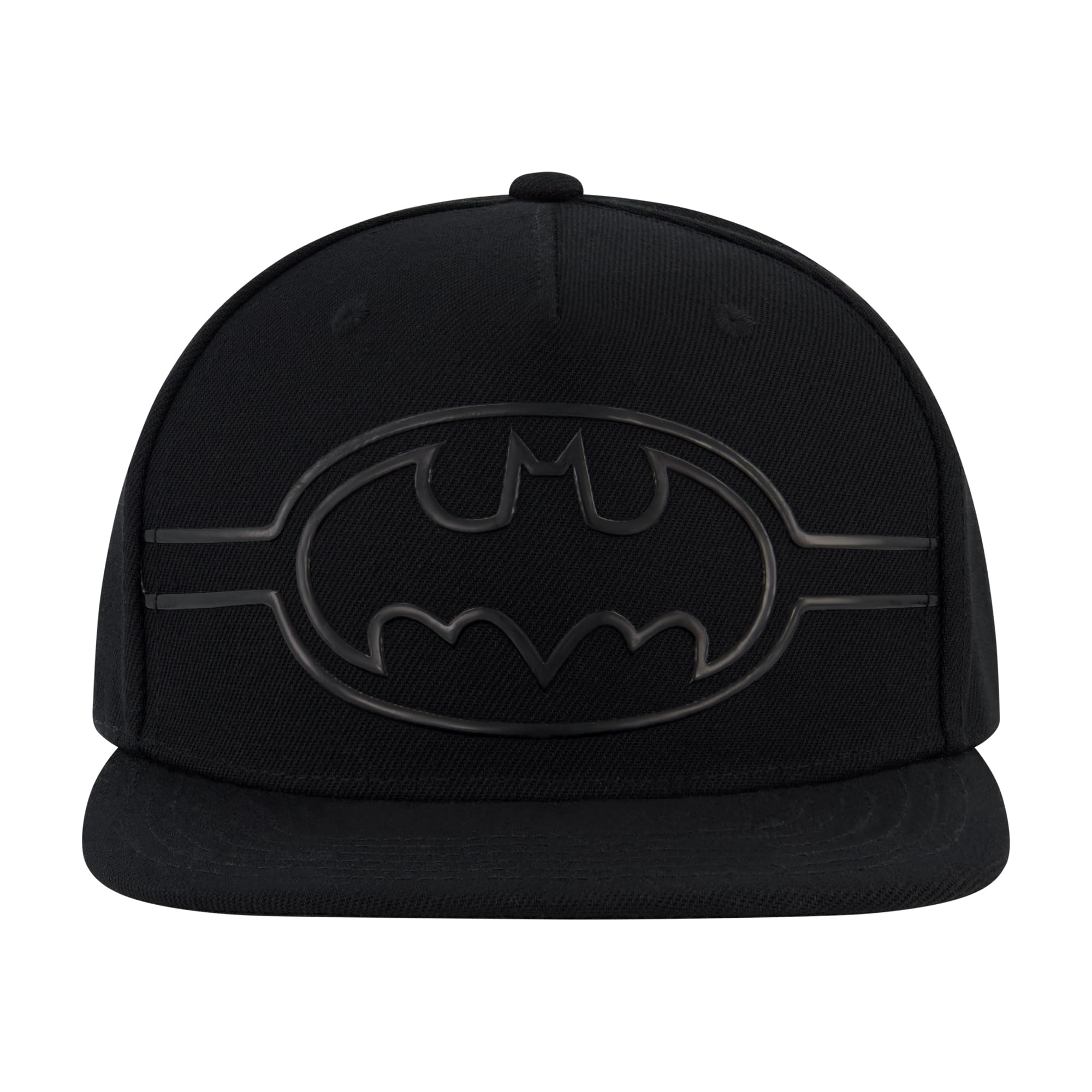 DC Comics Batman Snapback Hat, Adult Baseball Cap with Flat Brim, Black, One Size