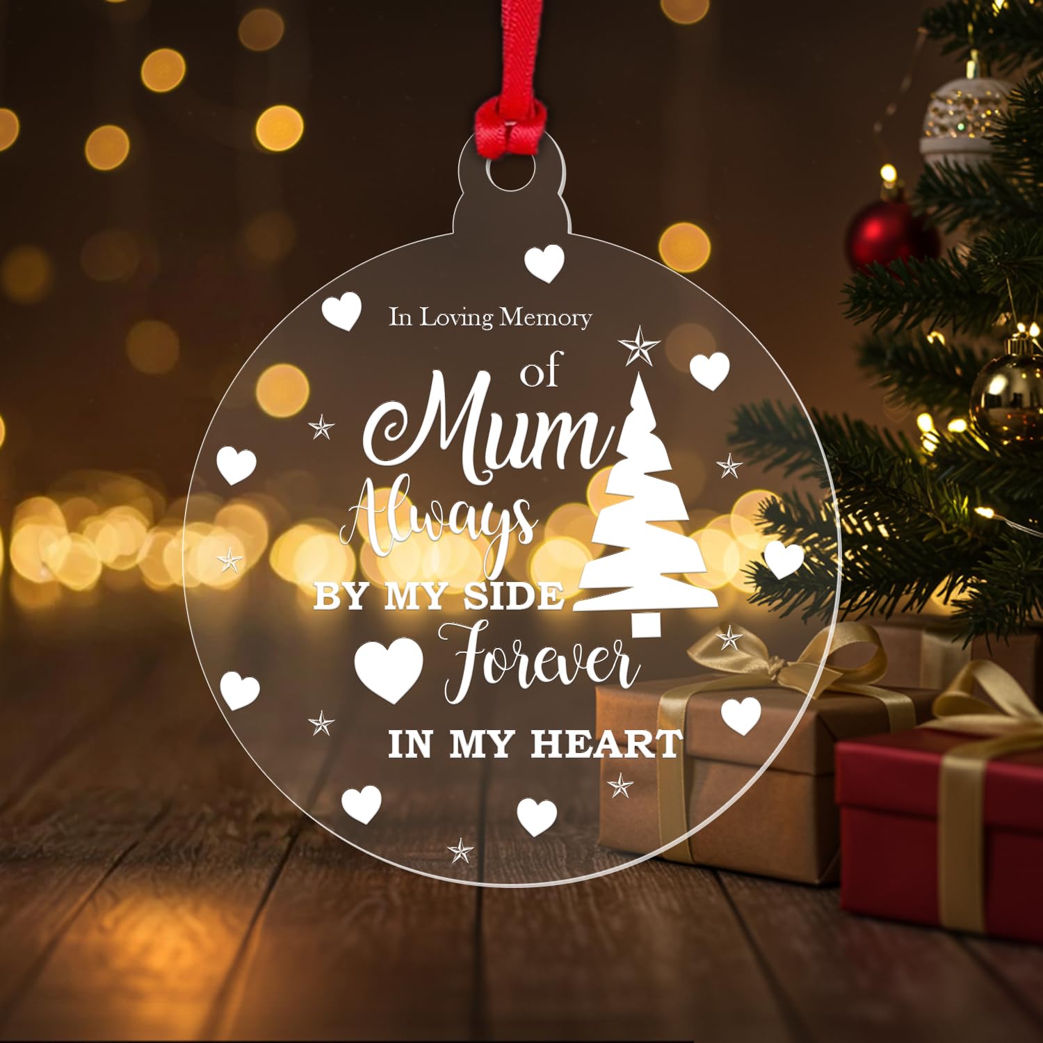 Personalised Mum Memorial Christmas Bauble Tree Hanging Mum Keepsake Bauble