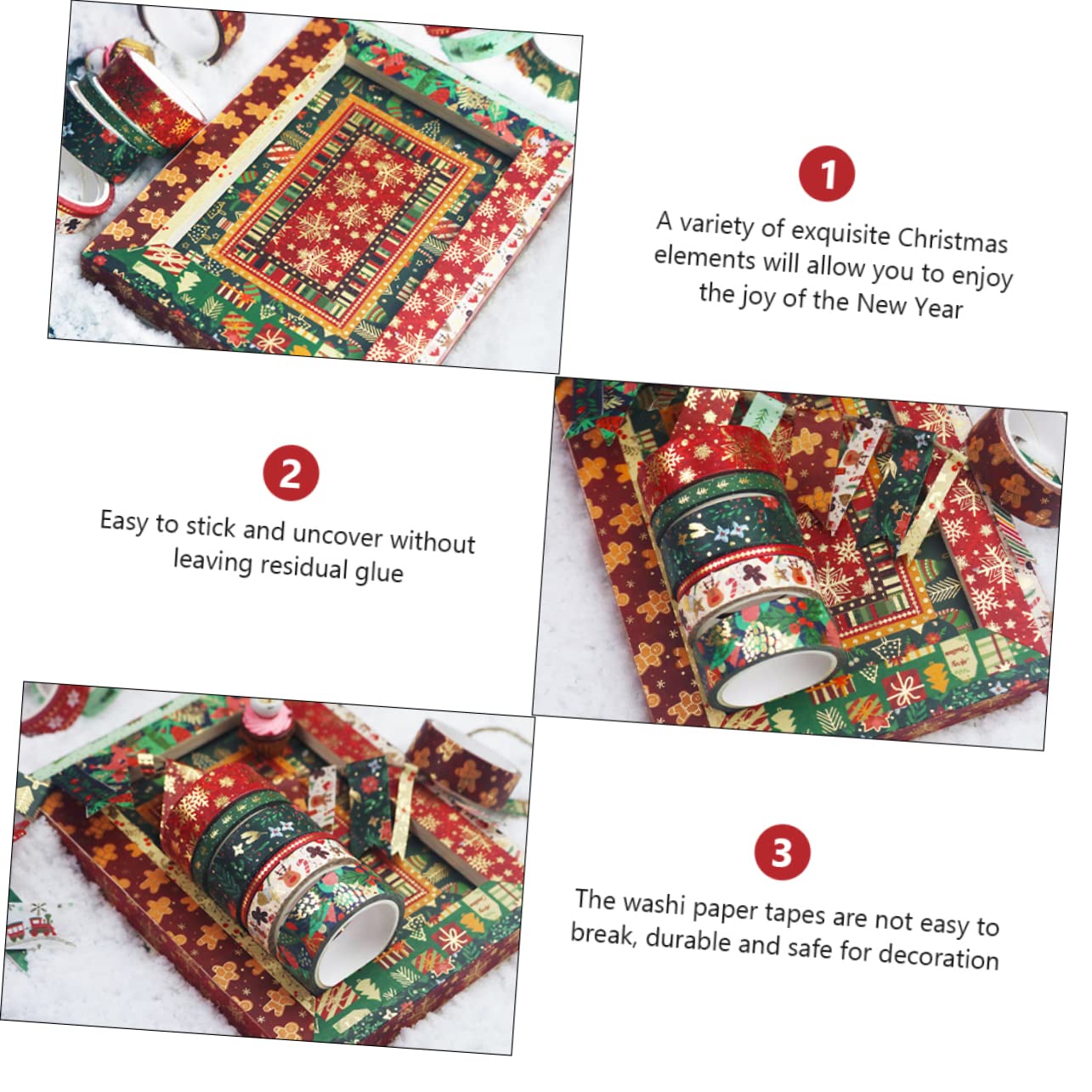 DOITOOL 3 Sätze Weihnachtsdesign Washi Tapes Dekorative Klebebänder Für Notizbücher Diy Projekte Und Geschenkverpackungen Festliche Aufkleber Für Kreative Bastelideen 21 Rollen * 3