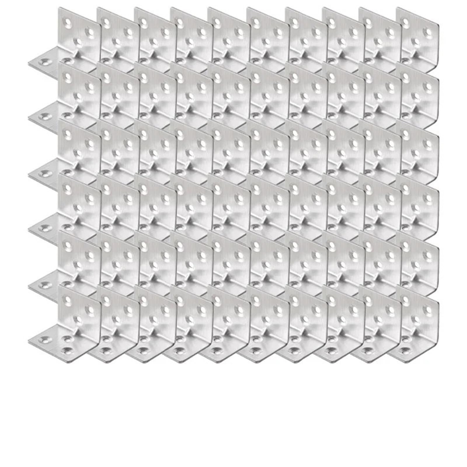 Corner Code Universal Stainless Steel Corner Bracket 90 Degree L-Shaped Right Angle Fixed Brace Fastener for Wood Furniture Bedframe Cabinet(60PCS-(6 Holes))