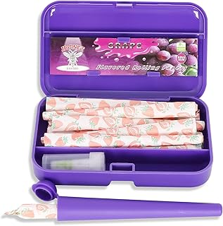 HORNET Flavored Rolling Papers Bundle- 10 Pack Strawberry Flavors Pre Rolled Cones with Flavored Rolling Paper, Plastic Stash Box With Smell Proof Cigarette Tube (Grape, King Size)