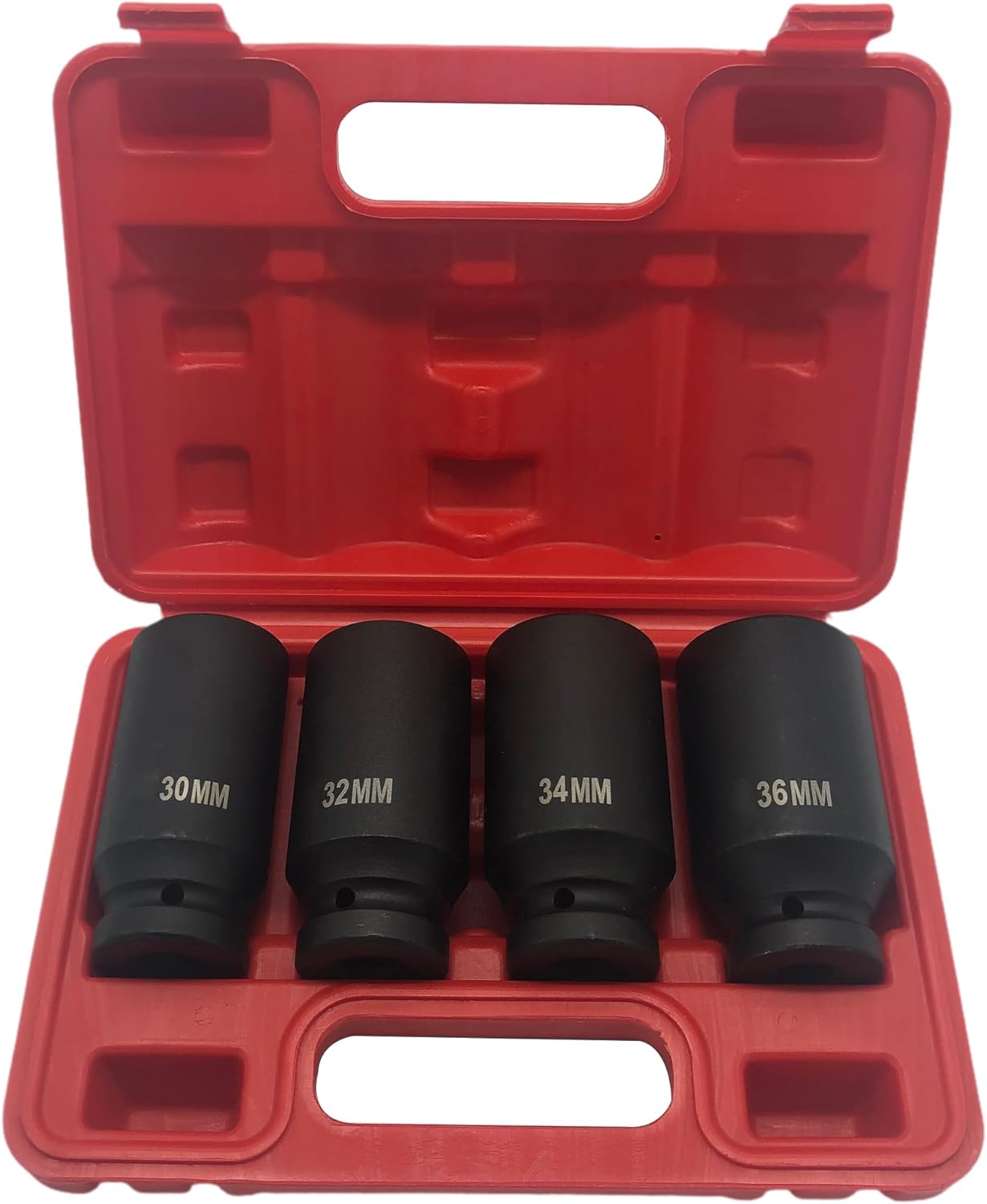 Impact Socket Set 1/2 Inch Large Impact Sockets 1/2 Inch Drive Socket Set Metric 30,32,34,36mm Sockets Set Includes Storage Case Heavy Duty (4pcs 1/2 inch Socket Set)