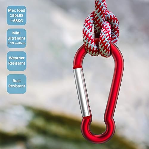 Miniatura 5 de Sprookber Mosquetón de aluminio, clips de caribeño, gancho de resorte para clip de llavero, juego de 10