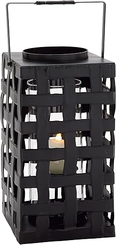 Miniatura 4 de Deco 79 Farol de vela de pilar de metal, 8 x 8 x 20 pulgadas, negro