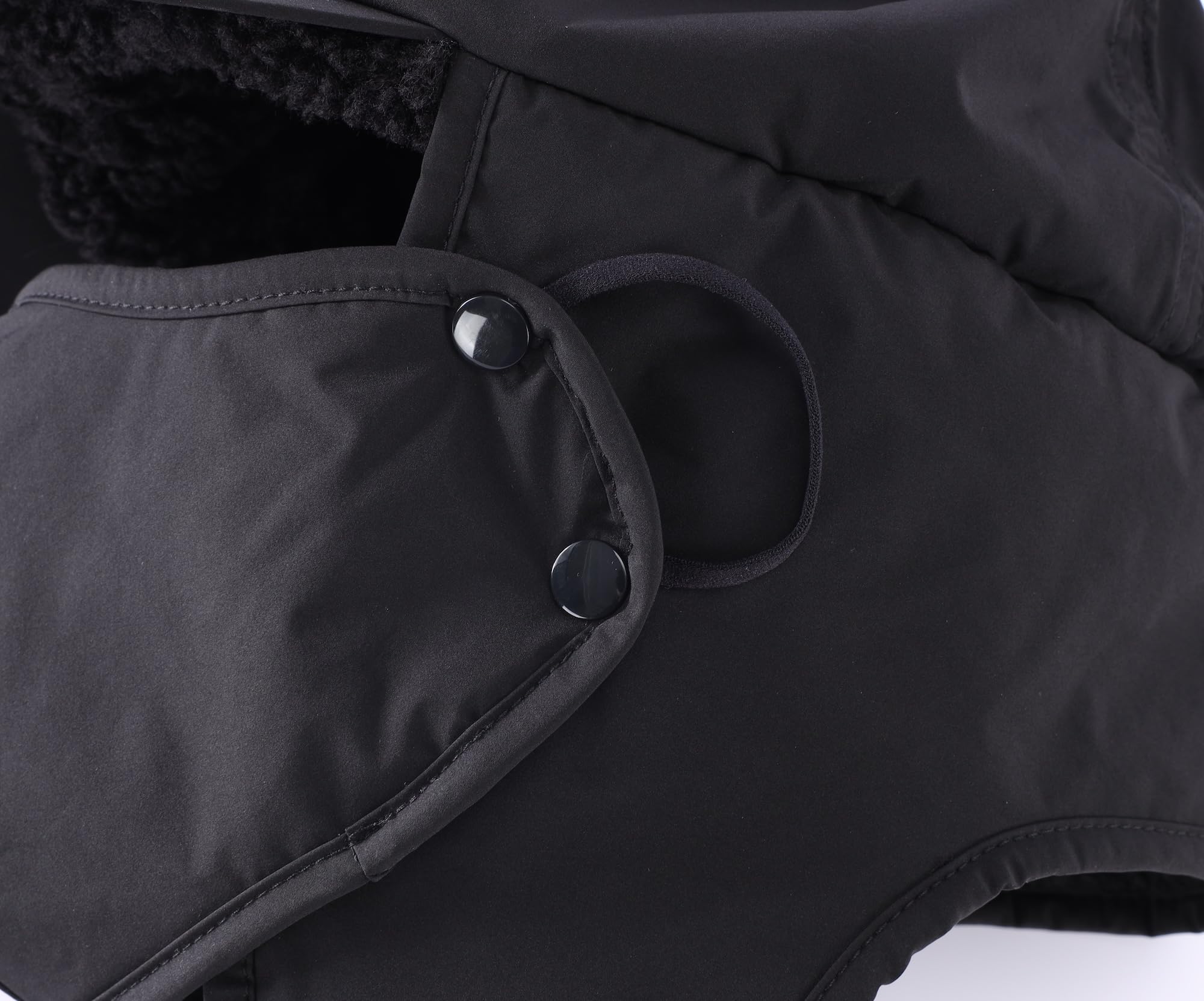 Home Prefer Impermeable para hombre invierno sombrero forro polar orejeras visera sombrero cubierta facial, Negro, talla única