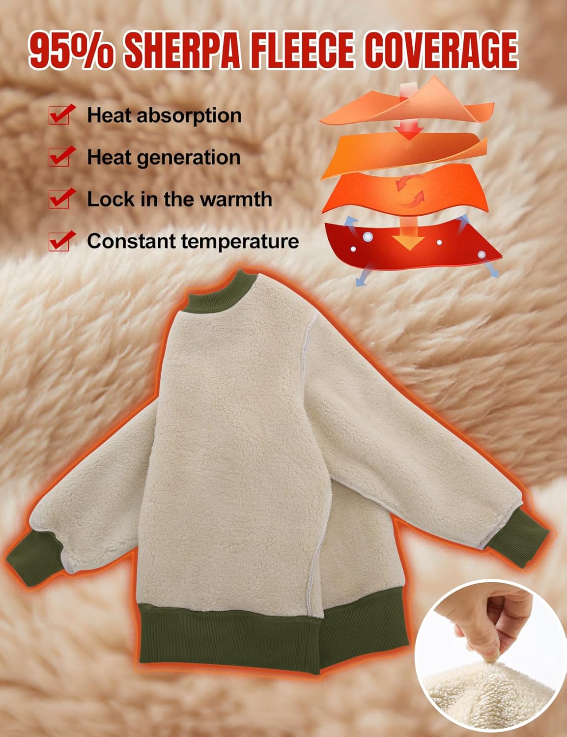 Flygo Unisex Boys Girls Fleece Lined Crewneck Sweatshirt Kids Warm Sherpa Pullover Sweater Sweatshirts Fall Winter Clothes - Image 3