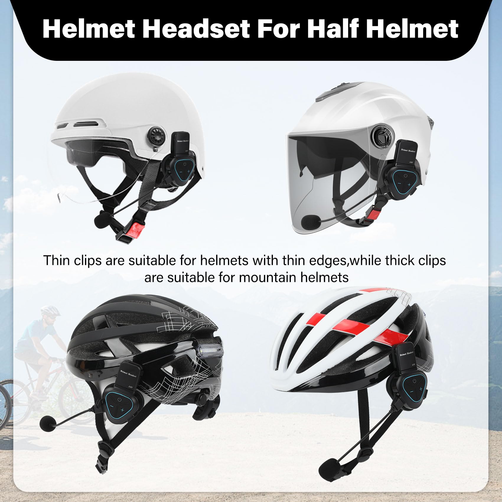 bluetooth motorcycle helmet clip in Amazon.com: Good Rider LX1 Bike Helmet Bluetooth Headset Clear Sound  Automatic Call Noise Reduction 5.3 Stereo 350 mAh 24-Hour Playback time  IP67 Waterproof Headphones Wireless Bluetooth Bike Helmet : Electronics