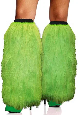 Fuzzy Faux Fur Leg Warmers Fur Heels Long Boots Cuff Cover has Elasticity One Pair Dionysia Boot cover Carnival 18"