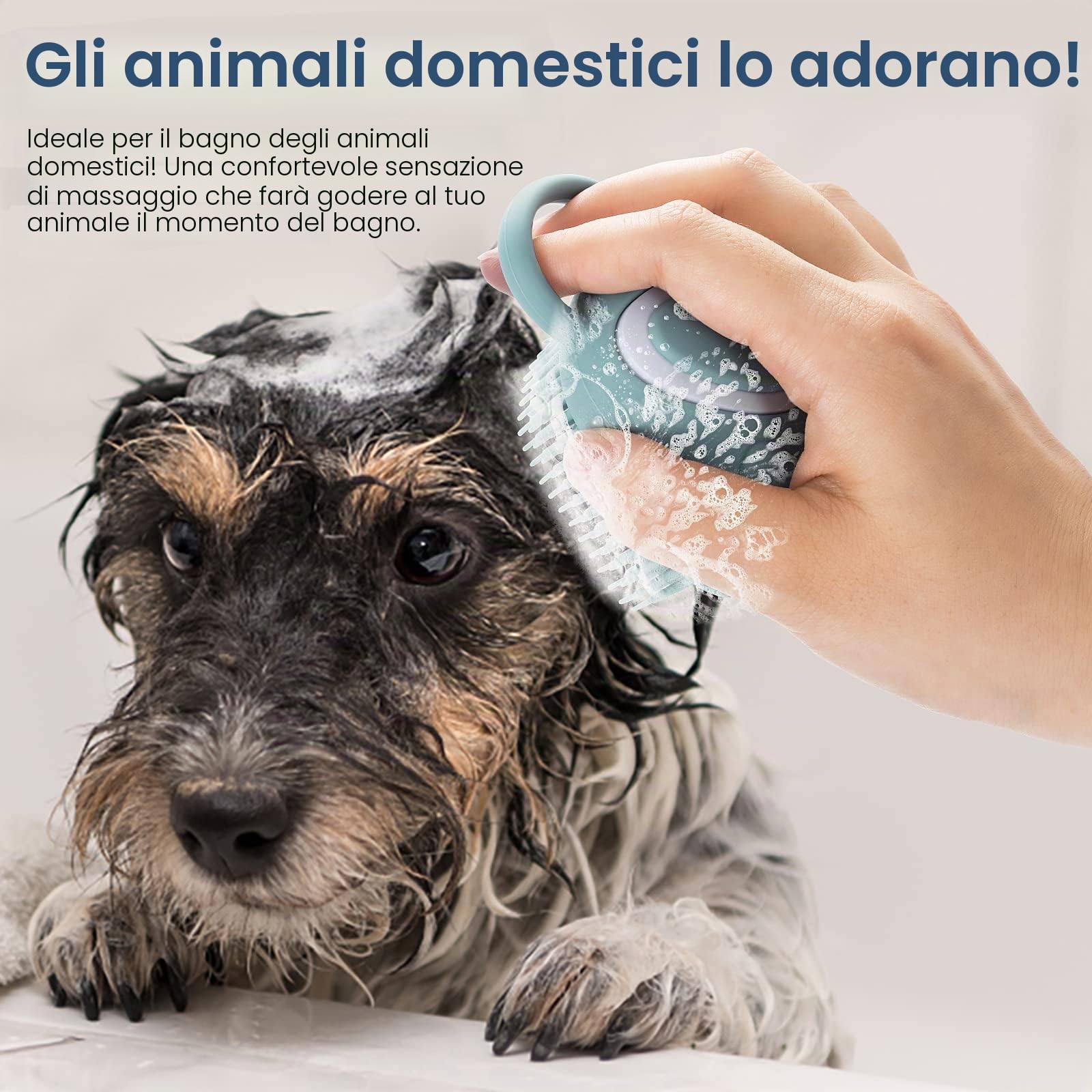 TIESOME Spazzola per il bagno del cane del gatto dell'animale domestico toelettatura in silicone morbida per il massaggio del cucciolo della pelliccia