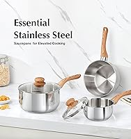 Vista 7 de KOCH SYSTEME CS Juego de cacerolas de acero inoxidable, juego de 4 cacerolas de acero inoxidable con mango de baquelita de tacto frío, cacerola de 1
