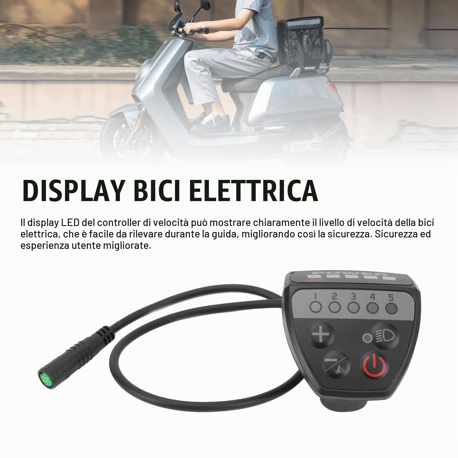 display led bici elettrica,regolatore velocità intelligente pannello motore centrale 24v 36v 48v leggero for ciclisti giornalieri weekender viaggiatori