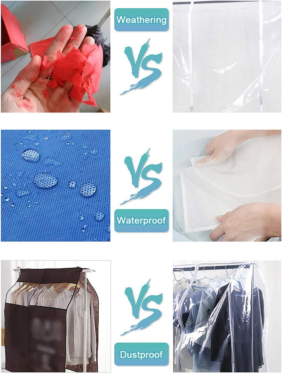 Ruibo Clear Garment Rack Cover Dustproof Clothes Rack Cover with 2 Durable Zipper/Clothing Waterproof Protector (L:71x20x60 inch) - Image 6