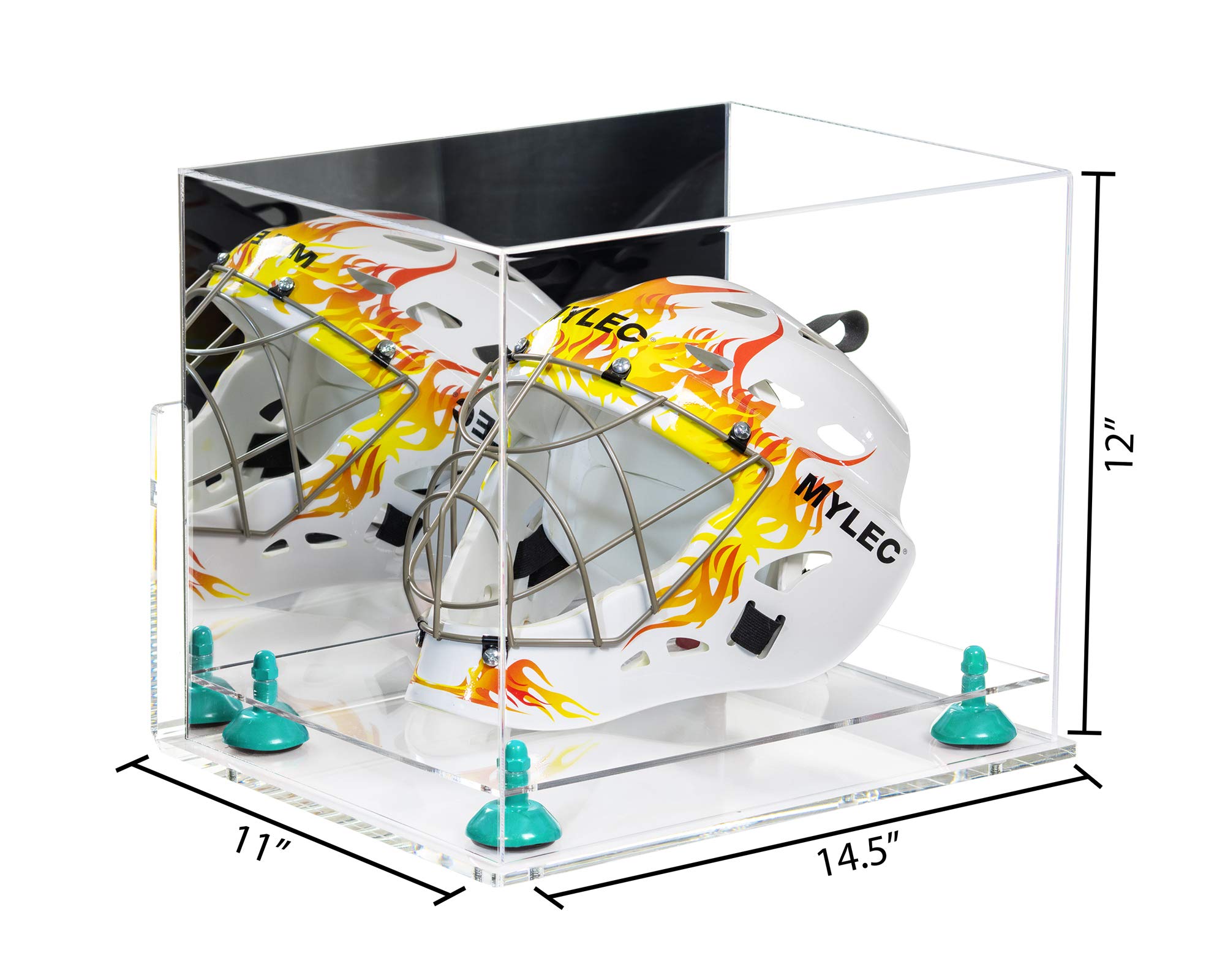 Better Display Cases Versatile Clear Acrylic Display Case - Large Rectangle Box with Mirror Case, Light Blue Risers, Clear Wall Mount and Clear Base 14.5