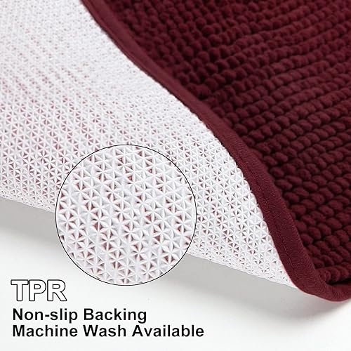 Miniatura 19 de Urvoix Juego de 3 alfombras de baño de felpilla antideslizante, ultra suave y súper absorbente, para baño, inodoro y bañera (verde azulado) Verde