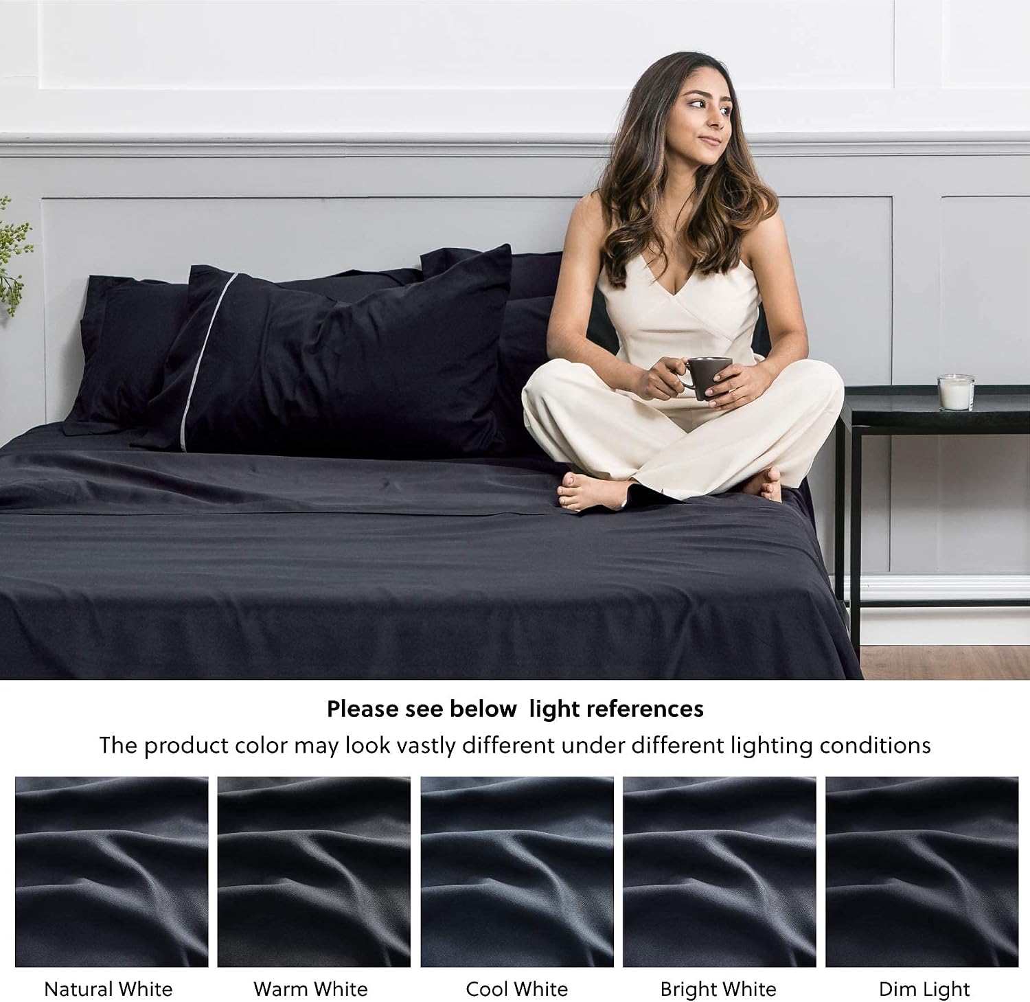 Bedsure Queen Size Sheets Set 6 PC - Deep Pocket Bed Sheets Queen Soft Brushed Microfiber, 1800 Hotel Luxury Bed Sheets Set, Wrinkle and Fade Resistant, Black