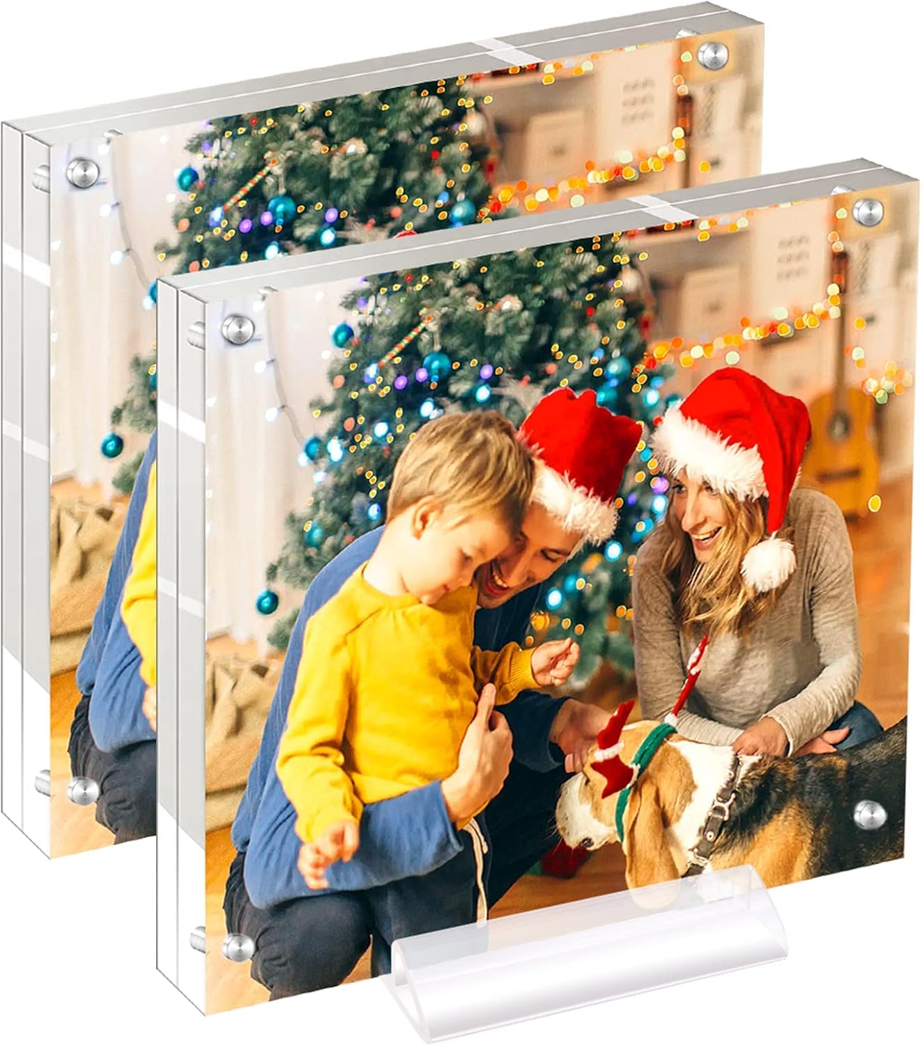 Acrylic 4X4" Clear Acrylic Picture Frame, Picture Frame with Gift Box Package, Double
