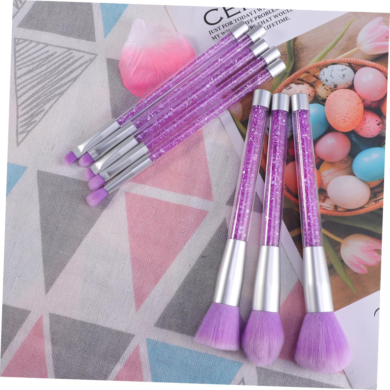 Housoutil 16piezas Brochas De Maquillaje Con Mango De Rhinestone Pinceles De Cosméticos Transparentes Para Mujeres Color