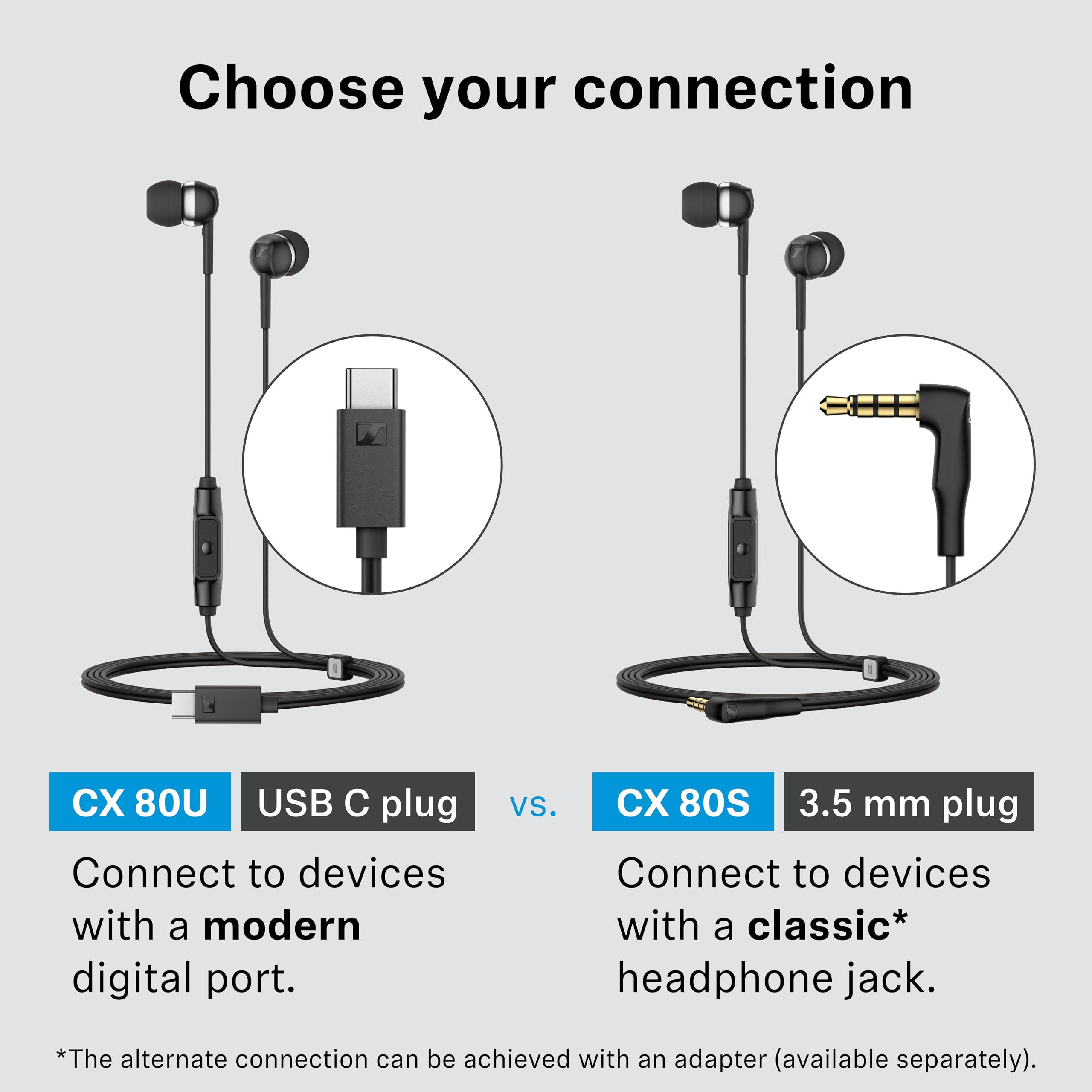 Sennheiser CX 80U - Écouteurs Intra-Auriculaires avec télécommande intégrée - Noir