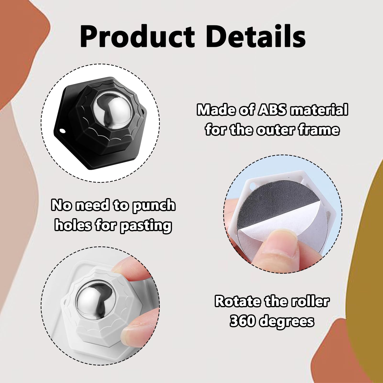 8 Rotelle Per Spostare Mobili Pesanti - Capacità 200kg, Adesive O Con Viti, 360° Girevoli - Foto 3