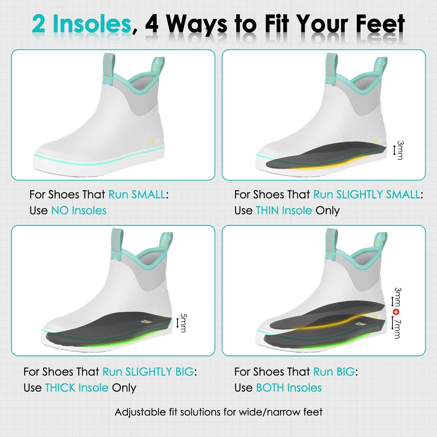 Kalkal Women's Deck Boots, Waterproof Ankle Rain Boots Fishing Boots with High Traction, Women's Rubber Boots For Gardening Fishing Boating Camping - Image 3