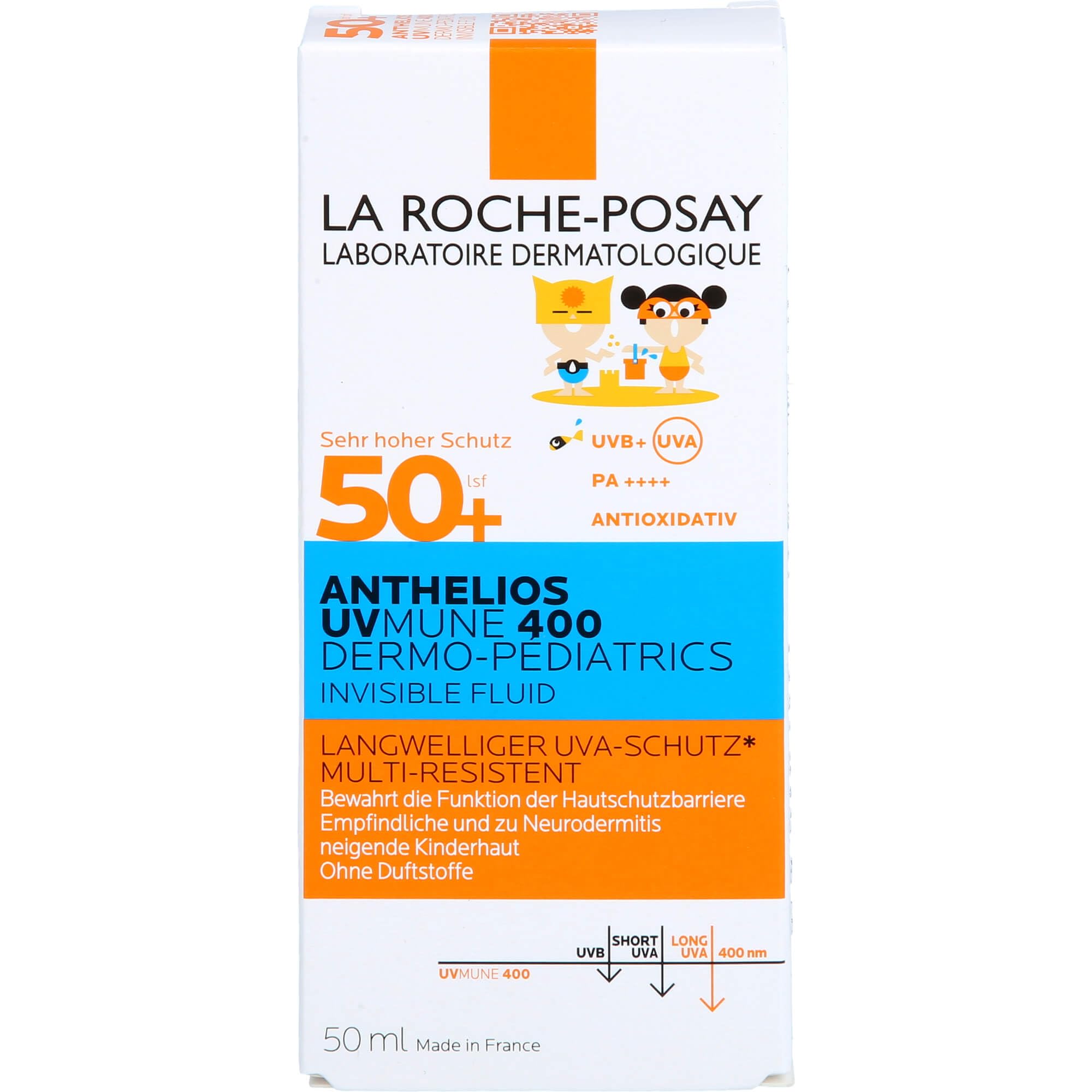 LA ROCHE POSAY 897-81268 Anthelios Dermo-Pediatrics Hydrating Fluid SPF50+ 50 ml for Adults, Made for Everyday use, 50 ml, spf50