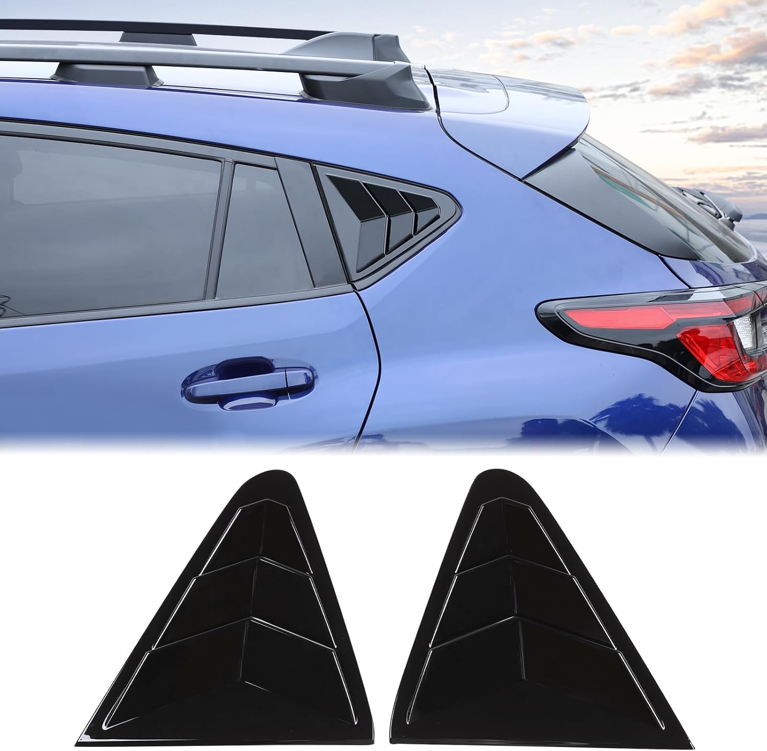 Aunginsy Car Rear Side Window Louver Cover Compatible with Subaru Crosstrek GU 2024 2025 Rear Quarter Triangular Window Shutters Glass Blinds Trim Air Vent Scoop Shades Cover ABS Exterior Accessories