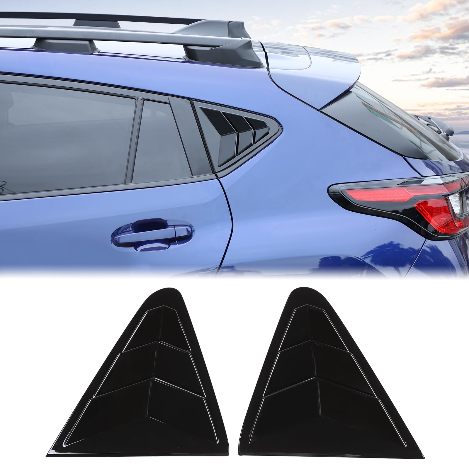Aunginsy Car Rear Side Window Louver Cover Compatible with Subaru Crosstrek GU 2024 2025 Rear Quarter Triangular Window Shutters Glass Blinds Trim Air