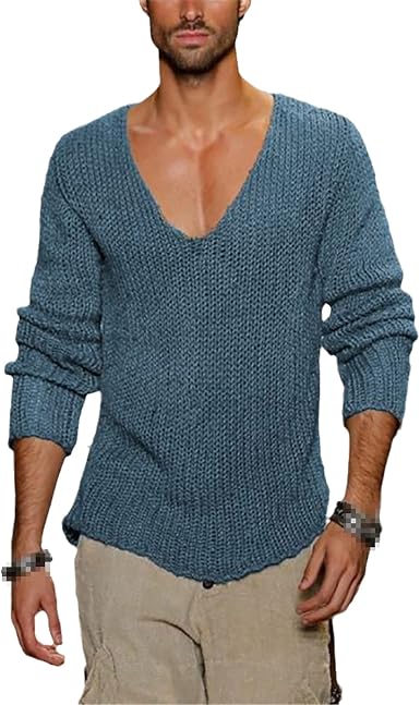 Pull Homme Col V Maille Fine – Doux, Chaud & Décontracté En Viscose/Polyester/Nylon S-XXL