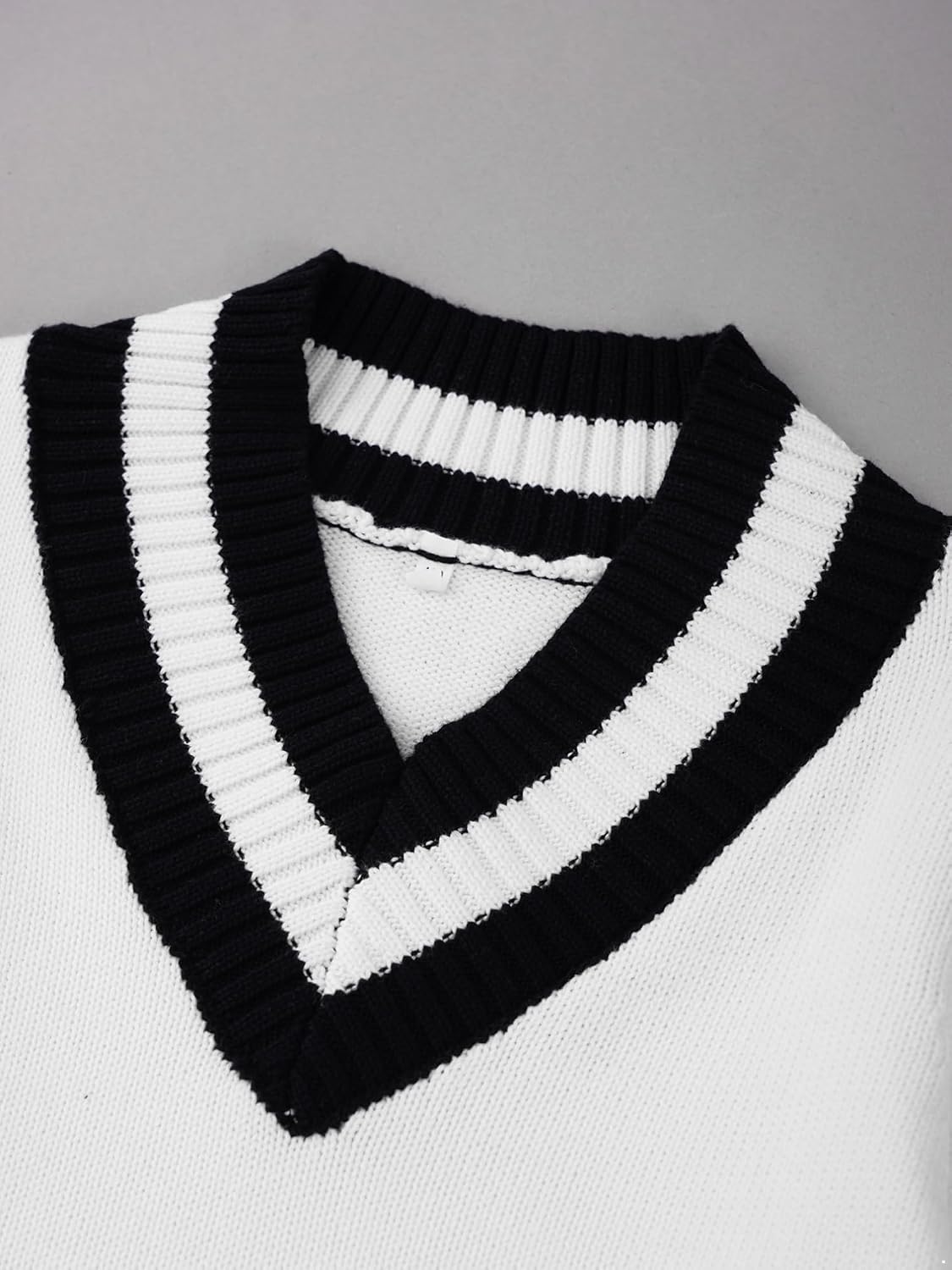 Agoky Boys Girls School Uniform Sweater Student Striped Long Sleeve V Neck Pullover Sweater Knit Jumper