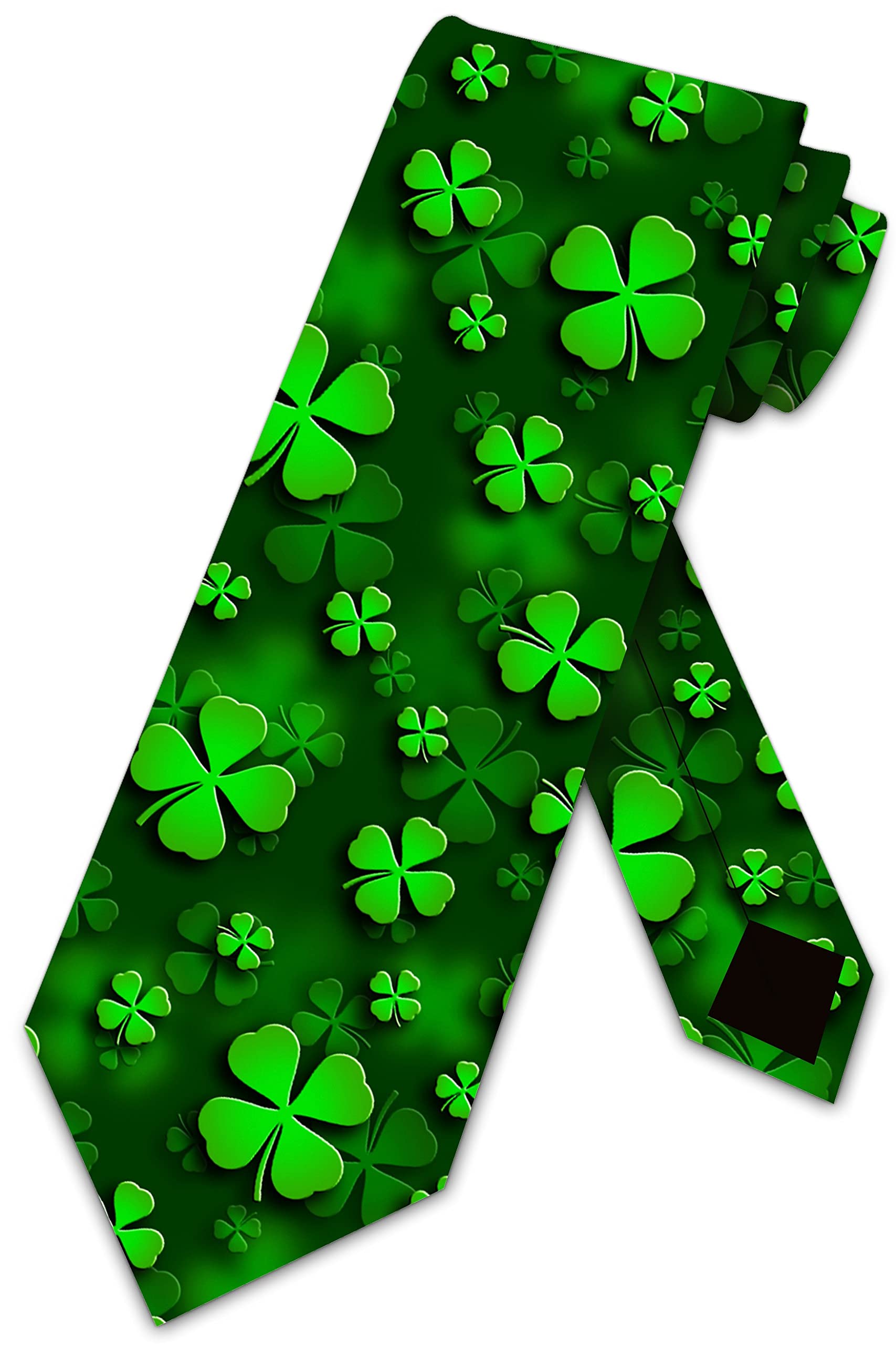 Xoovtka Men's As Pic St. Patrick's Day Ties Clover Necktie Lucky Four Leaf Clover Tie