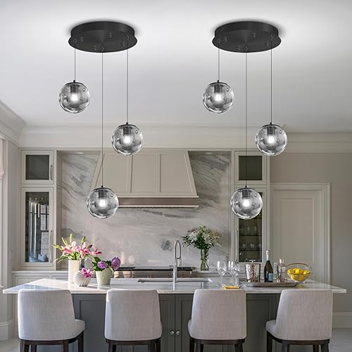 Miniatura 142 de Escalera LED de 10 luces LED moderna con globo de cristal, lámpara colgante grande para techos altos, accesorios de iluminación de entrada, villas y