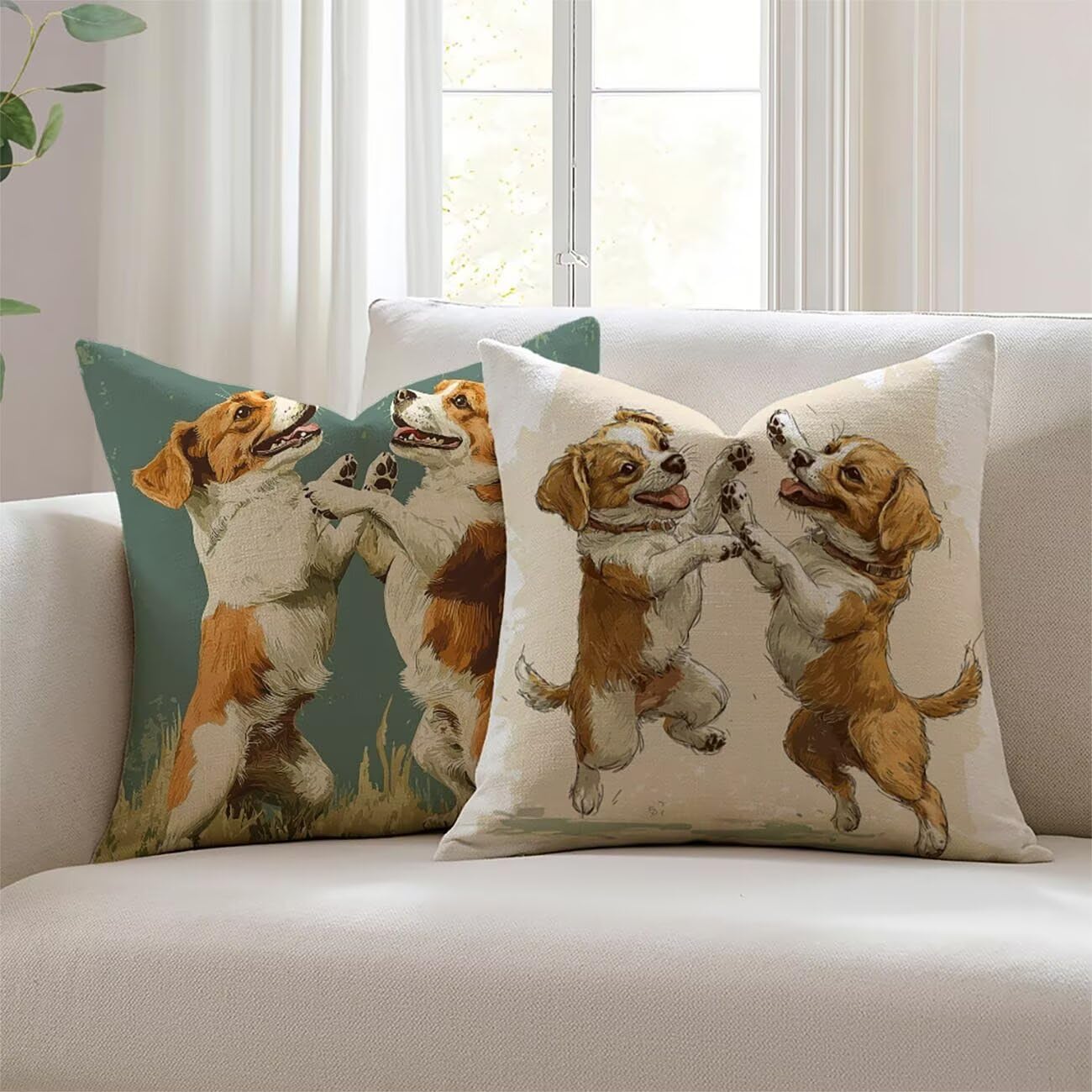 Housse de Coussin 60x60cm Animaux Lin Anti-Pluie pour Protéger vos Coussins