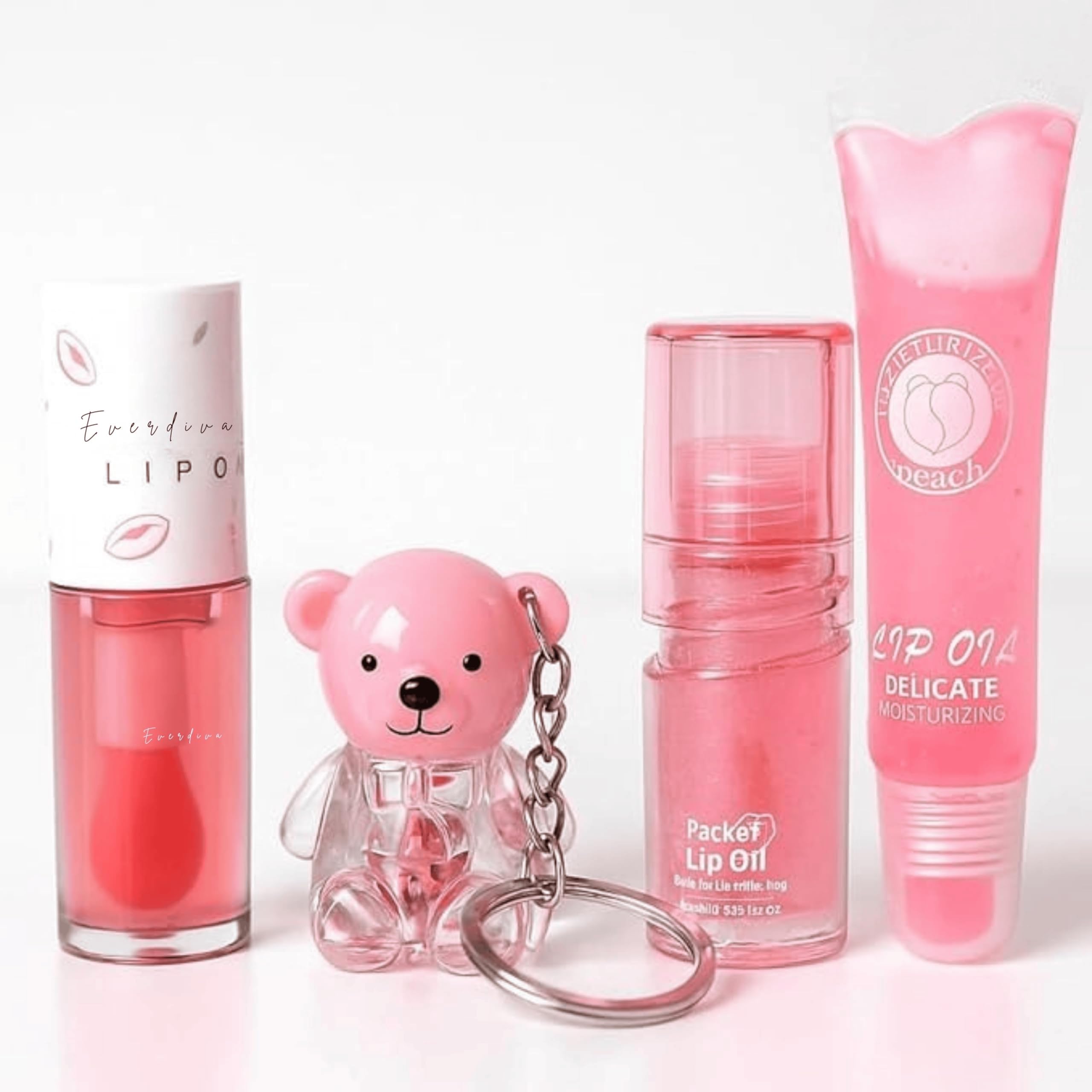 Mini Lip Gloss Combo Set of 4 – Cute Heart, Candy, Toffee & Bottle Shapes | pH Color Changing Lip Tint | Natural Pink Shine | Flavored Gloss Gift for Women & Girls (Lip Gloss Combo 2)-image-40